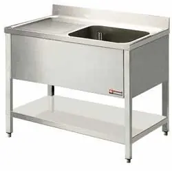 Shop Nu Spoeltafel Roestvrij Staal- 1 Bak - 1400x700x900(h) - Afdruipvlak Links
