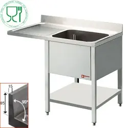 Spoeltafel - 1 Bak - 1400x700x900(h) - Afdruipvlak Links Superprijs