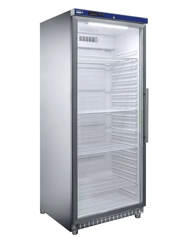 Koelkast GN 2/1, glazen deur, geventileerd, 600 liter. R.V.S. - 780x768x(h)1890mm Uitverkoop
