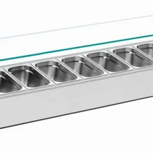 Meest Verkocht Gekoelde opzetstructuur 5 x GN 1/3 & 1x GN 1/2 -150 mm, met glasopbouw - 1500x395x(h)440mm