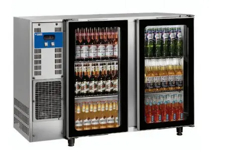 Betaalbaar Barkoelkast 2 Glazen Deuren- RVS - 375 Liter - 145.5x56.5x(H)89/90.5cm