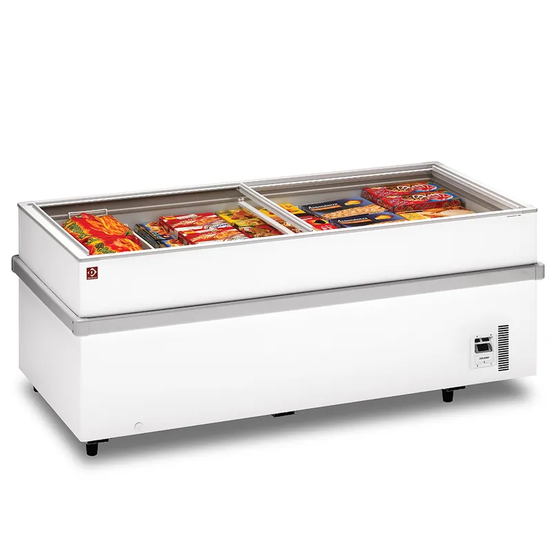 Vrieskist - Glazen Schuif Deksel - -15° tot -23° - 205x96x(h)78cm Dagaanbieding