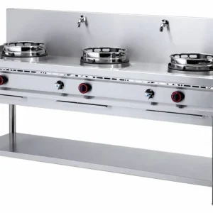 Gas Wok Fornuis 3 brander met Watergordijn - 3 x 15KW Tijdelijk Beschikbaar