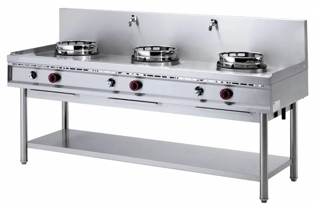 Gas Wok Fornuis 3 brander met Watergordijn - 3 x 15KW Tijdelijk Beschikbaar