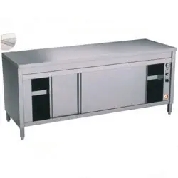 Betaalbaar RVS Werkkast met 2 Schuifdeuren + Spatrand - Verwarmd - 1200x600x(h)900mm