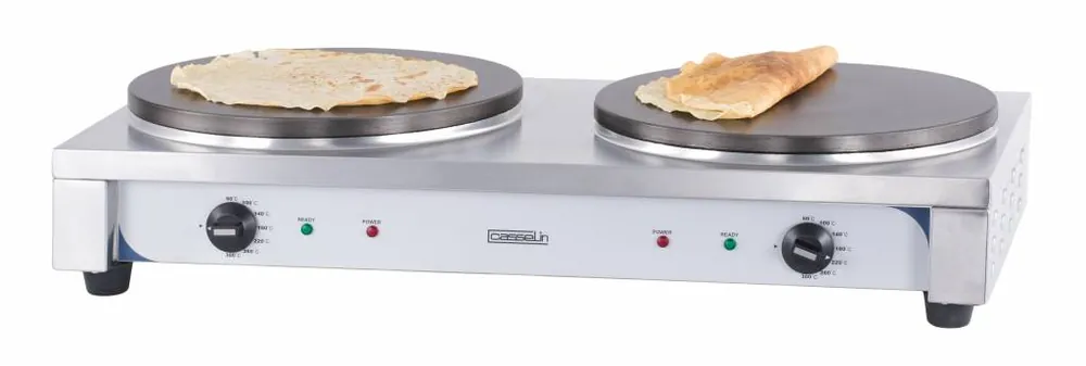 Dubbele Crèpes Bakplaat - Elektrisch - 2x Ø400mm - 2x 2,7kW - 910x445x190(h)mm Dagaanbieding