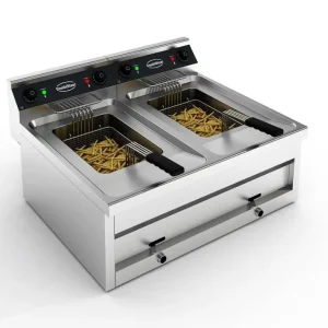 Goedkoop Elektrische Friteuse - Tafelmodel - 2x 12 Liter - 2x6 kW - 800x700x(H)328mm