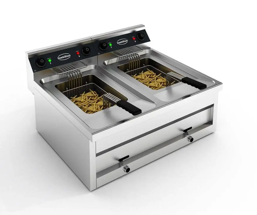Goedkoop Elektrische Friteuse - Tafelmodel - 2x 12 Liter - 2x6 kW - 800x700x(H)328mm