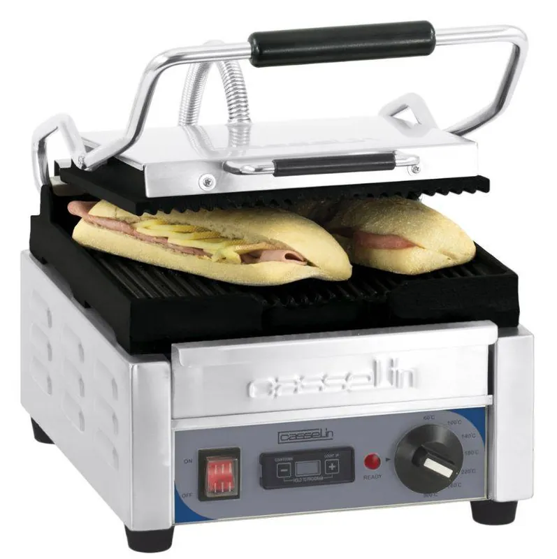 Lage Kosten Panini Grill Geribbeld - Klein Model - 2kW/230V - 300x490x265(h)mm