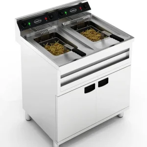 Snelle Levering Elektrische friteuse - Met onderstel - 2x 12L - 800x700x(h)850mm