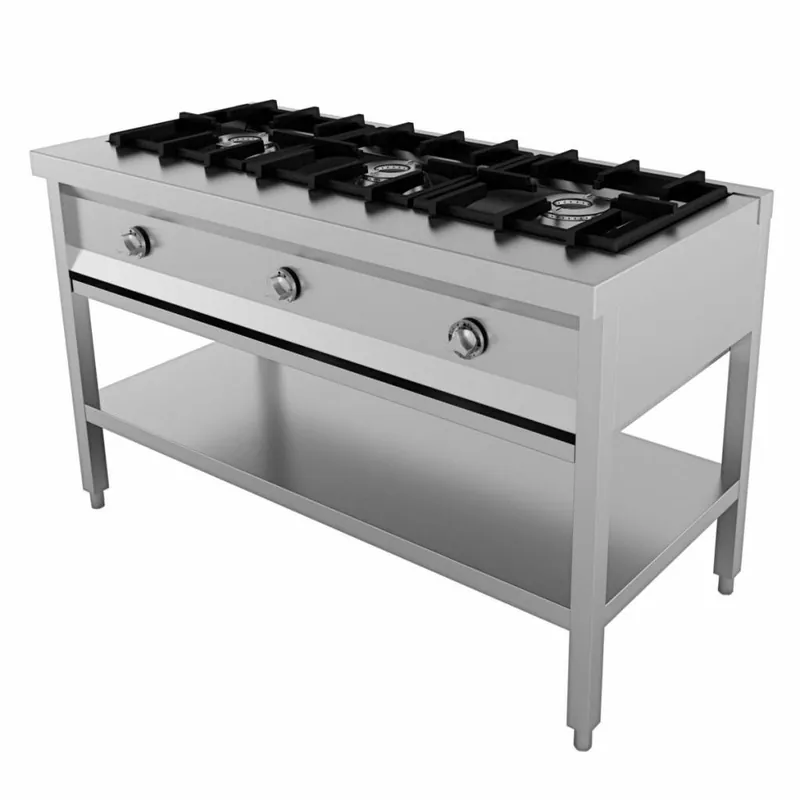 Bestel Nu Pannenkoekentafel Gasfornuis - 3x 6,5 Pits - 1290x600x(H)800mm