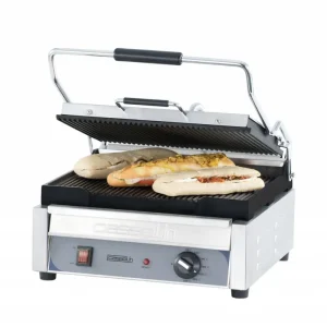 Panini Grill Premium GRAND - Geribbeld/Geribbeld - RVS - 2,4kW - 425x580x265(h)mm Dagaanbieding