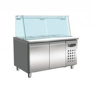 Koelwerkbank Met Glasopbouw - 2x 600x400mm - 2 Deurs - 1510x800x(H)1365mm Exclusieve Aanbieding