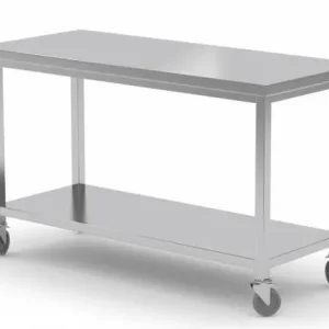RVS werktafel - Bodemschap en wielen - 1000x600x(h)885mm Actieprijs