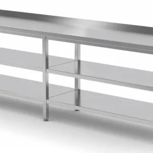 Werktafel RVS + Bodemschap + Tussenschap + Rand 2000(b)x600(d)x885(h)mm Snelle Levering