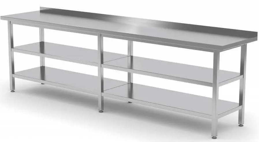 Werktafel RVS + Bodemschap + Tussenschap + Rand 2000(b)x600(d)x885(h)mm Snelle Levering
