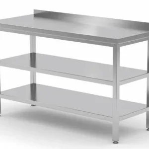 Fabrieksprijs Werktafel RVS + Bodemschap + Tussenschap + Rand 400(b)x700(d)x885(h)mm