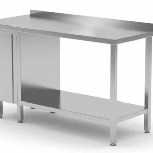 Werktafel RVS + 1 Klapdeur (links) + Bodemschap + Spatrand 800(b)x700(d)x885(h)mm Finale Uitverkoop