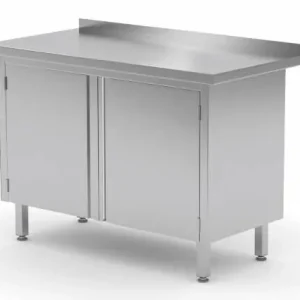 Beste Prijs Werkkast RVS + 2 Klapdeuren + Spatrand HEAVY DUTY 700(b)x700(d)x885(h)mm