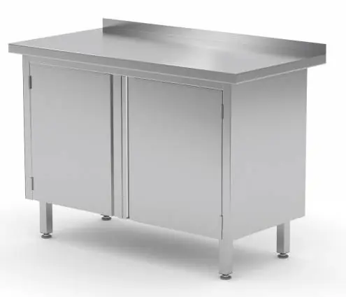 Beste Prijs Werkkast RVS + 2 Klapdeuren + Spatrand HEAVY DUTY 700(b)x700(d)x885(h)mm