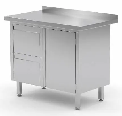 Werkkast RVS + Ladeblok (links) 2 lades + Klapdeur + Spatrand 800(b)x700(d)x885(h)mm Beste Prijs