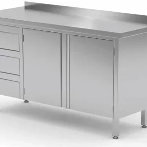 Werkkast RVS + 3 Lades (links) + 2 Klapdeuren + Spatrand 1100(b)x700(d)x885(h)mm Koop Online