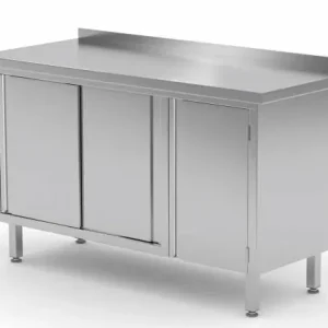 Nieuw Werkkast RVS + 1 Klapdeur + 2 Schuifdeuren + Spatrand 1200(b)x700(d)x885(h)mm