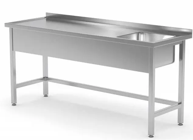 RVS Spoeltafel + Spoelbak Rechts + Spatrand 400x400x250(h) 1200(b)x600(d)x885(h)mm Rechtstreeks Van De Fabrikant
