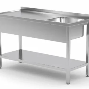 Spoeltafel RVS + Spoelbak 500x400x250(h) Rechts + Bodemschap 800(b)x700(d)x885(h)mm Populair