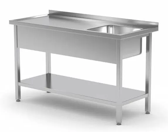 Spoeltafel RVS + Spoelbak 500x400x250(h) Rechts + Bodemschap 800(b)x700(d)x885(h)mm Populair