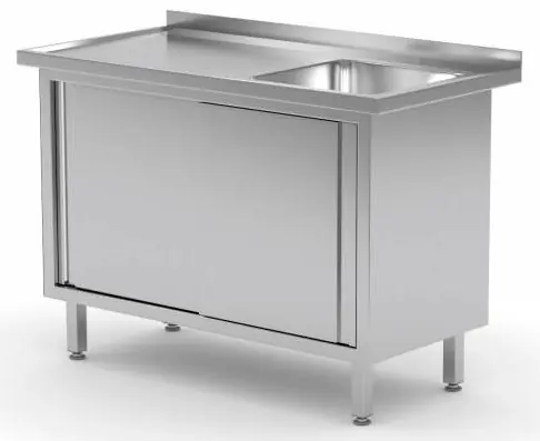 Werkkast 800(b)x600(d)x885(h)mm + Spoelbak 400x400x(h)250 (rechts) + 2 Schuifdeuren Heavy Duty Direct Beschikbaar