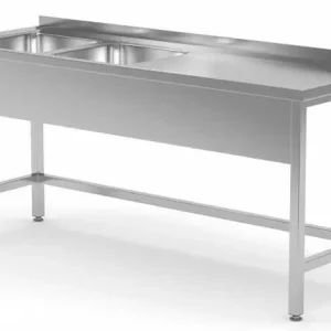 RVS Spoeltafel 1400(b)x600(d)x885(h)mm + 2 Spoelbakken 400x400x(h)250 (links) Koop Vandaag
