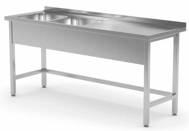 RVS Spoeltafel 1400(b)x600(d)x885(h)mm + 2 Spoelbakken 400x400x(h)250 (links) Koop Vandaag