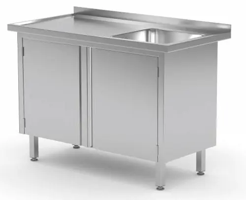 Gereduceerde Prijs Werkkast 700(b)x700(d)x885(h)mm + Spoelbak 500x400x(h)250 (rechts) + 2 Klapdeuren Heavy Duty