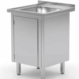 Koop Vandaag Spoeltafel RVS 500(b)x700(d)x885(h)mm + Spoelbak + 1 Klapdeur 400x400x(h)250