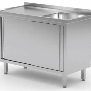 Actieprijs Werkkast 800(b)x700(d)x885(h)mm + Spoelbak 400x400x(h)250 (rechts) + 2 Schuifdeuren Heavy Duty