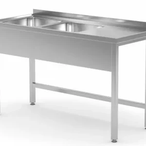 RVS Spoeltafel 1100(b)x(d)600x885(h)mm + 2 Spoelbakken 400x400x(h)250 (links) Superprijs