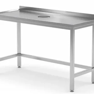 Veilige Betaling Werktafel Roestvrij Staal 800(b)x600(d)x885(h)mm + Rond Gat voor Verwerking / Afval