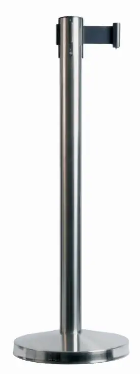 Op = Op Afzetpaaltje Chroom 10 kg - Zwart Trekband 190cm - 910(h)mm - Per 2 Stuks