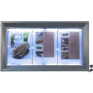 Menukast met LED Verlichting - Gelakt Staal - 3xA4 Aanbieding