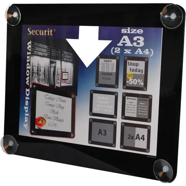 Raam poster display Zwart A3 Korting
