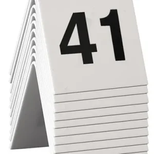 Tafelnummers 41-50 - Wit Acryl, Zwart Cijfer Nieuw