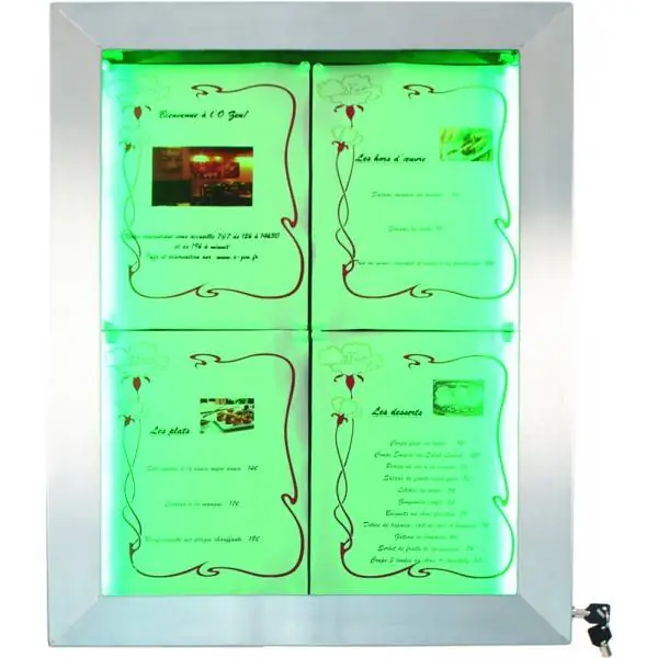 Menukast met LED-verlichting - RVS DELUXE - 4xA4 - BEKIJK VIDEO Betaalbaar