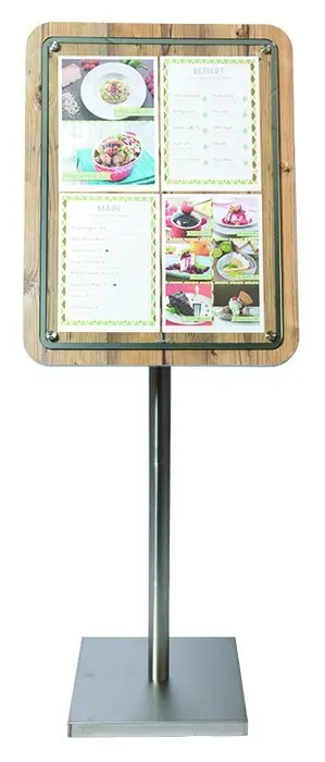 Menukast met Glazen Plaat - Houten Oak stijl - 4xA4 Direct Beschikbaar