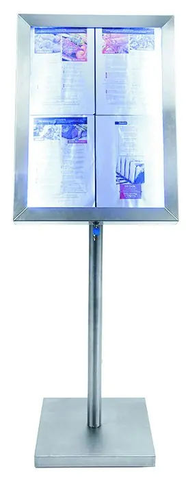 Menukast met Ledverlichting - RVS stijl - 4xA4 Uitverkoop