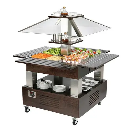 Buffet / Saladebar - 4x1/1GN - Elektronische Thermostaat - Beschermkap + Verlichting Hoge Kwaliteit