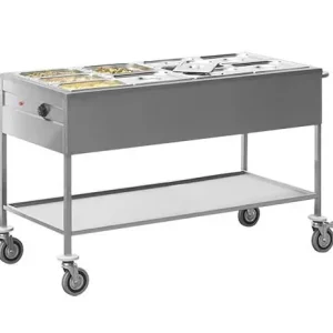 Bain-Marie Wagen - Dubbelwandig RVS - 670x1490x(H)860mm - 4/1GN Laatste Versie