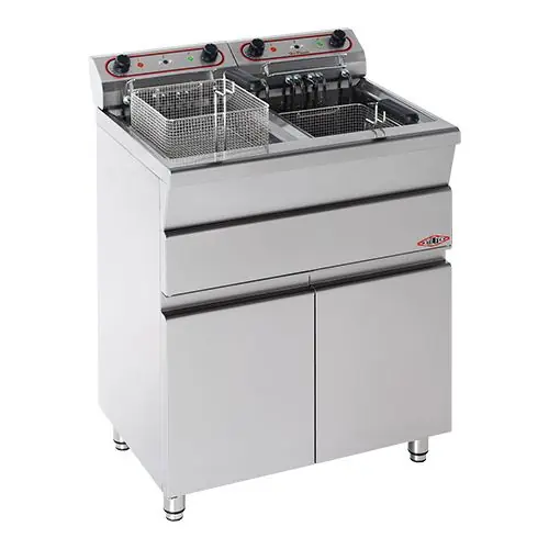 Laatste Kans elektrische friteuse - roestvrij staal - met basis - 15L+15L - 87(h)x58x72cm