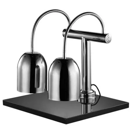 Gecertificeerd Dubbele Warmhoudlamp Chroom - Tafelmodel met Plateau 50x45cm - met Schakelaar - 650(h)mm