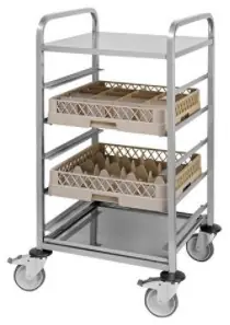 Flitsaanbieding Afwasmandwagen - Roestvrij staal - 5 edities - voor wasmanden 50x50cm